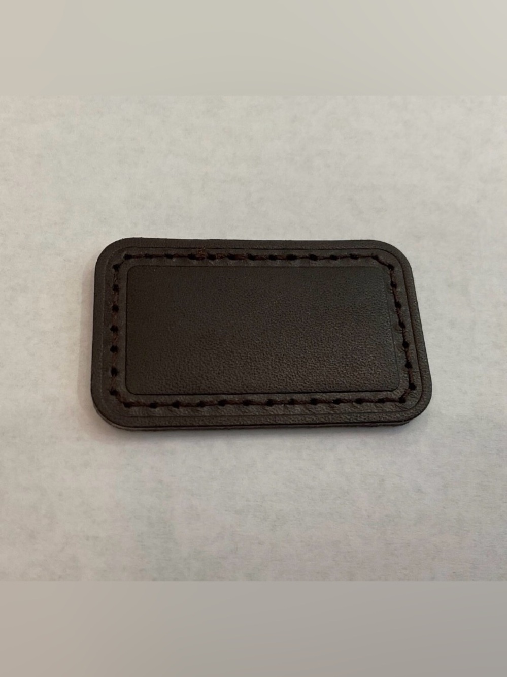 NEW Tumi Small 2” x 1-3/16” Leather Monogram Patch - DARK BROWN